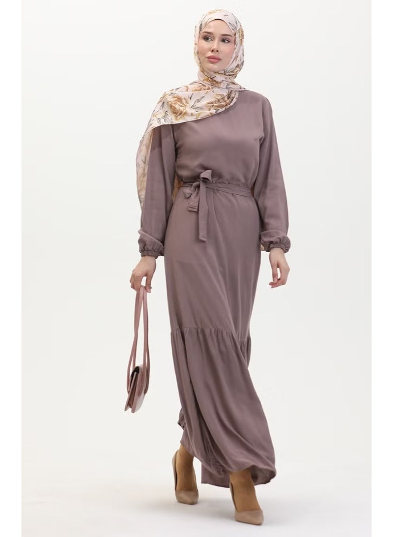 Sefa Merve Belted Dress 0512-02 Mink - Image 2